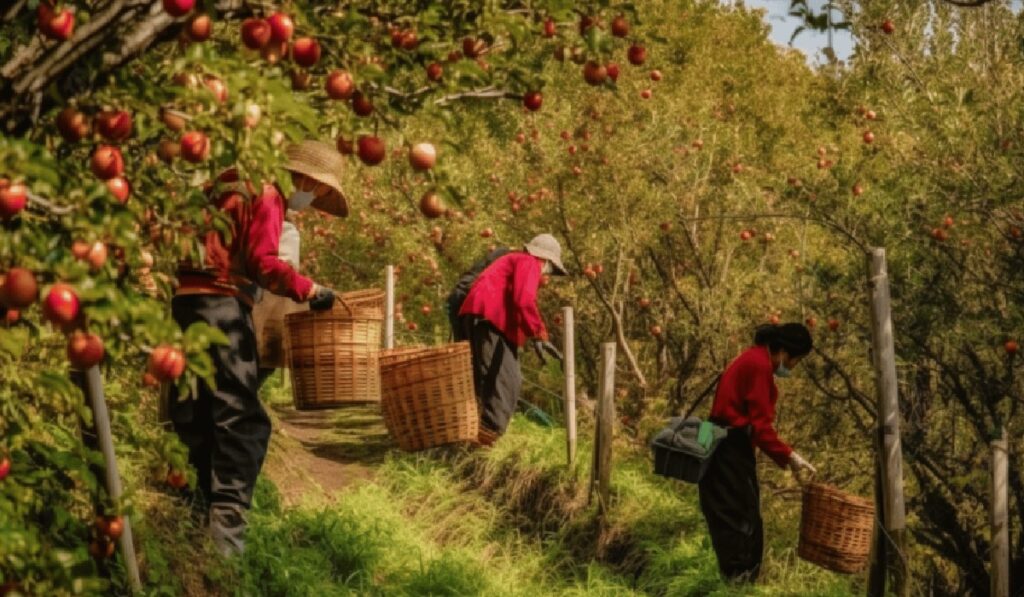 Empleo para cosechar manzanas
